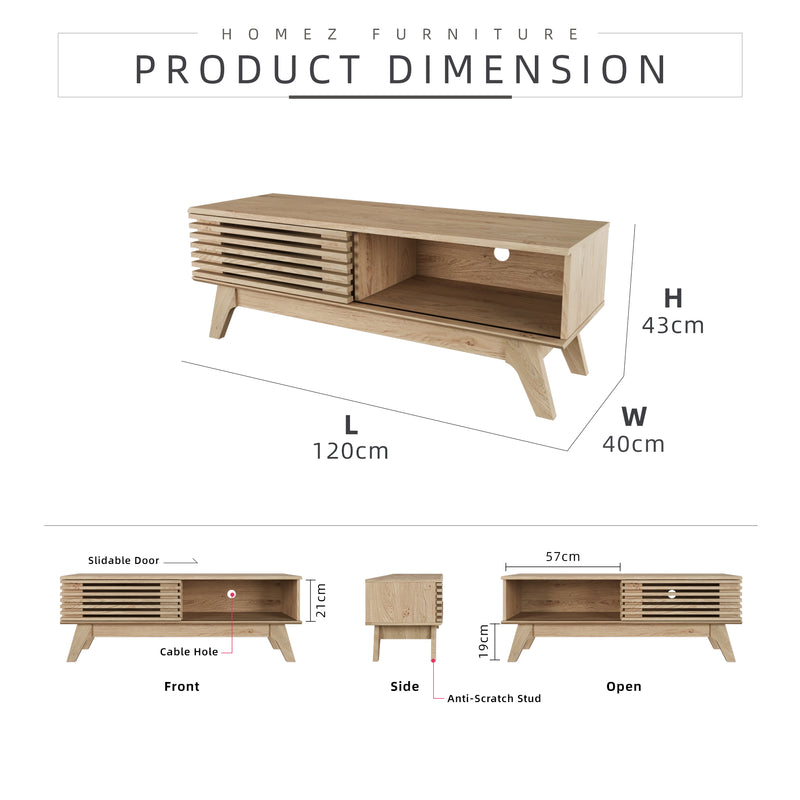 4FT Aoki Series TV Cabinet Modernist Design Solid Board Oak Tv Rack / Console / Wood Leg-HMZ-FN-TC-E2250