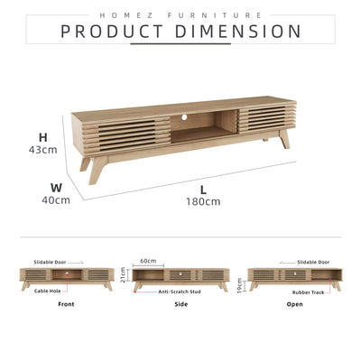 6FT Aoki Series TV Cabinet Solid Board with Wooden Leg-HMZ-FN-TC-E2252