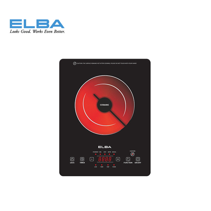 Elba 2000W Ceramic Cooker Suitable For All Type Cookware Materials / Steamboat / BBQ / Soup - ECC-J2015(BK)