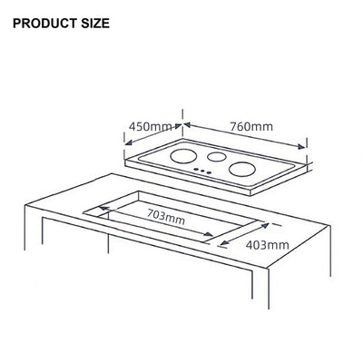 (EM) Elba 5.0kW Tempered Glass 2 Burner Built-in Hob+ Cooker Hood EH-Q9327ST(BK)-SBH ( Combo Set )