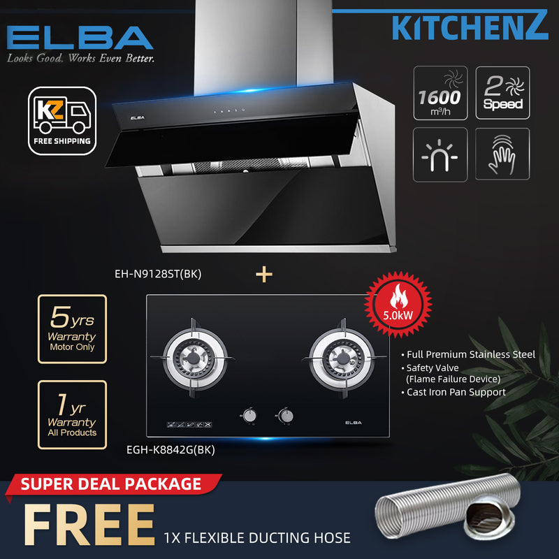 (FREE Shipping) Elba Designer Hood With EGH-K8842G(BK) Combo Set