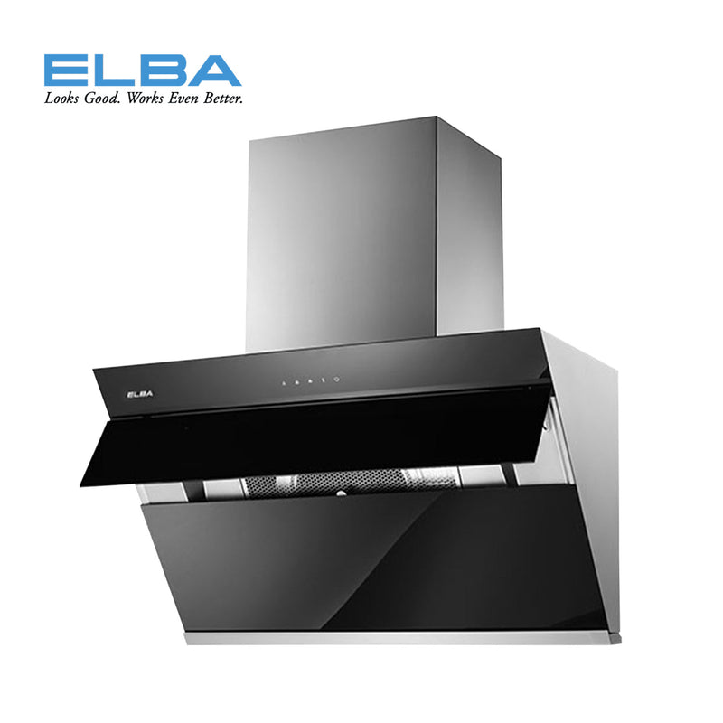 (FREE Shipping) Elba DESIGNER HOOD 1400 m³/hr INFINITO - EH-J9088-SS + 4.8Kw 2 Burner Built-in Glass Stove - EGH-M8442G(BK) FREE Gift