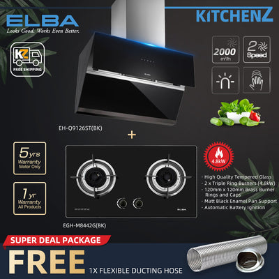 (FREE Shipping) Elba Designer Hood With EGH-M8442G(BK) Combo Set