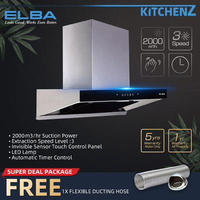 (FREE Shipping) Elba Designer Hood With EGH-K8842G(BK) Combo Set