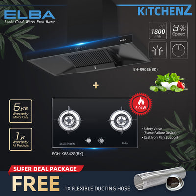 (FREE Shipping) Elba Designer Hood With EGH-K8842G(BK) Combo Set