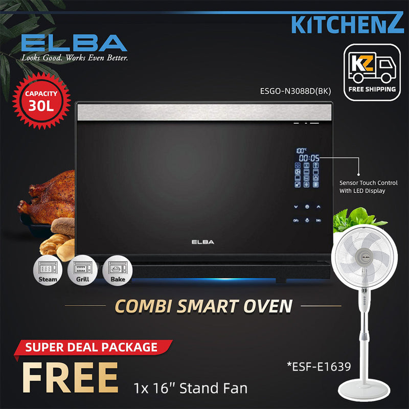 (FREE Shipping) Elba Built-in Oven Multifunction Oven (56L/67L) Combi Steam (20L) / Smart Oven (30L) - Recipe book included/Free Stand Mixer