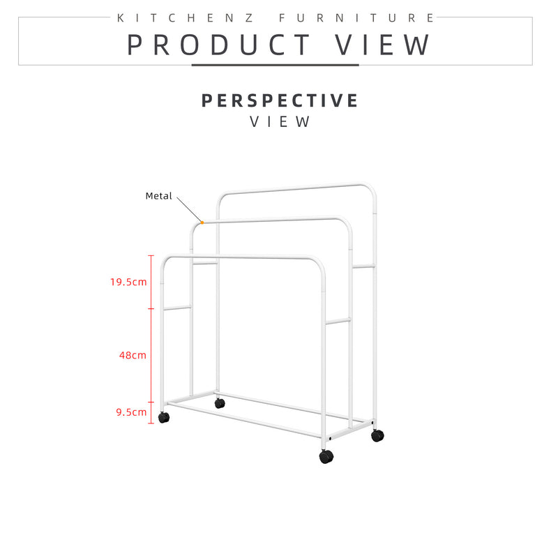 3FT Powder Coat Metal Bathroom Towel Rack Towel Hanger/ Clothes Dryer Round Corner with Wheels with Brakes -  HMZ-CH-FY101/103/104