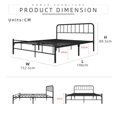 Queen Size Metal Bed Frame Powder Coated Metal - 3VED902F/0022/0025/0026/0027/0028