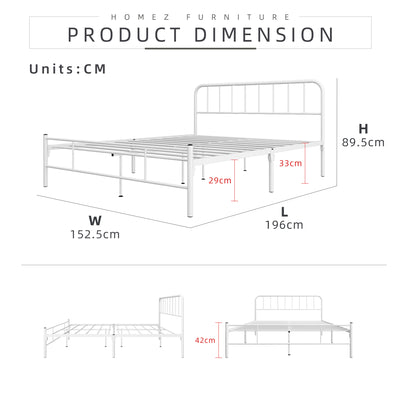 Queen Size Metal Bed Frame Powder Coated Metal - 3VED902F/0022/0025/0026/0027/0028