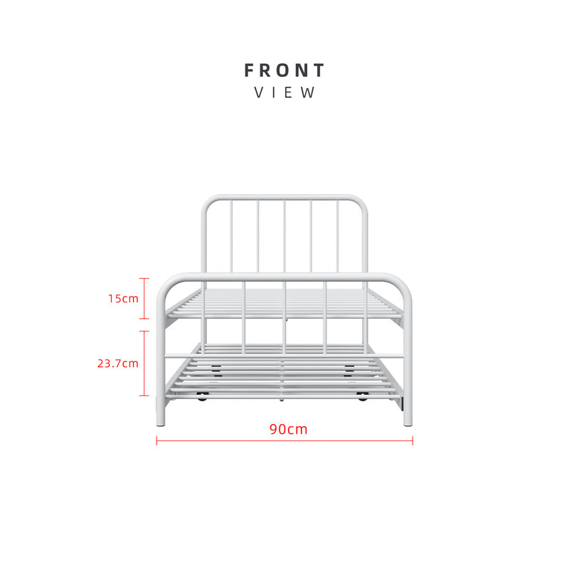 (EM) 6.4FT Day Bed / Pull Out Trundle Bed Frame Katil Besi Powder Coat Metal Black White -0045/0046/0115/0225