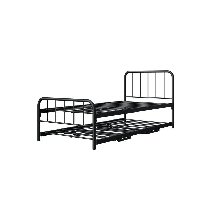 (EM) 6.4FT Day Bed / Pull Out Trundle Bed Frame Katil Besi Powder Coat Metal Black White -0045/0046/0115/0225