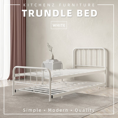 (EM) 6.4FT Day Bed / Pull Out Trundle Bed Frame Katil Besi Powder Coat Metal Black White -0045/0046/0115/0225