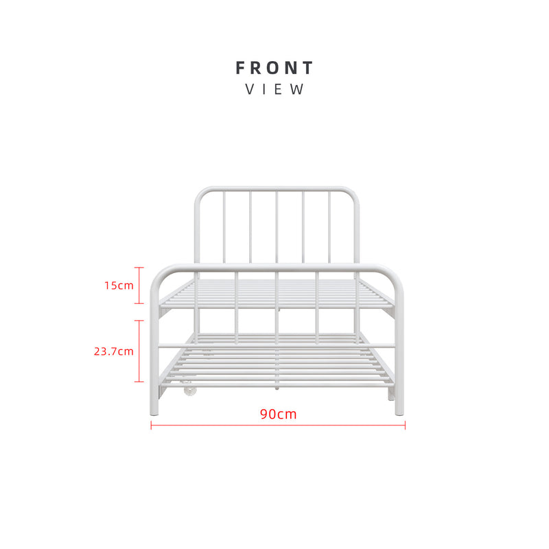 (EM) 6.4FT Day Bed / Pull Out Trundle Bed Frame Katil Besi Powder Coat Metal Black White -0045/0046/0115/0225