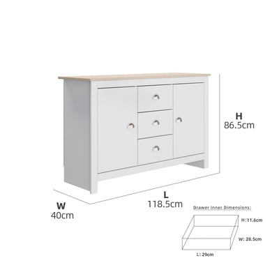 4FT Grayson Series Display Cabinet with 3 Drawers & 2 Storage Cabinet Living Metal Handle - G7717