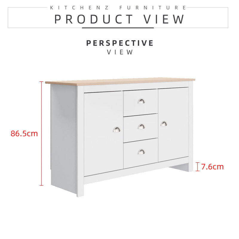 4FT Grayson Series Display Cabinet with 3 Drawers & 2 Storage Cabinet Living Metal Handle - G7717