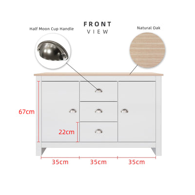 4FT Grayson Series Display Cabinet with 3 Drawers & 2 Storage Cabinet Living Metal Handle - G7717