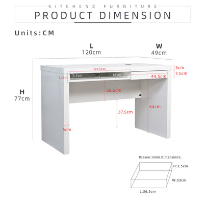 4FT Office Home Writing Table with 2 Drawers / LED Open Storage with Drawer - H3062/H3064