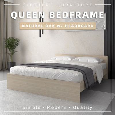 (EM) 6.3FT Wooden Queen Bed Frame w/ Headboard Katil Queen Kayu - HMZ-FN-BF-8003