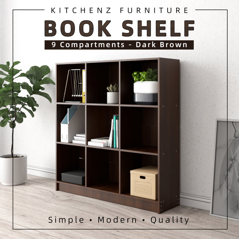 9 Compartments Book Shelves Premium Wooden Book Cabinet / Bookcase Book Shelf-HMZ-FN-BS-1002