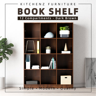 (EM) 12 Compartments Book Shelves Premium Wooden Book Cabinet / Bookcase Book Shelf-HMZ-FN-BS-1003