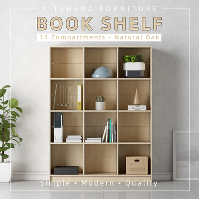 (EM) 12 Compartments Book Shelves Premium Wooden Book Cabinet / Bookcase Book Shelf-HMZ-FN-BS-1003