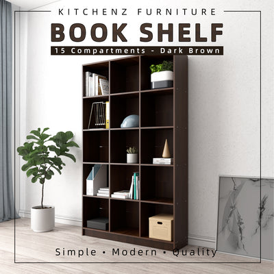 (EM) 15 Compartments Book Shelves Premium Wooden Book Cabinet / Bookcase BookShelf-HMZ-FN-BS-1004