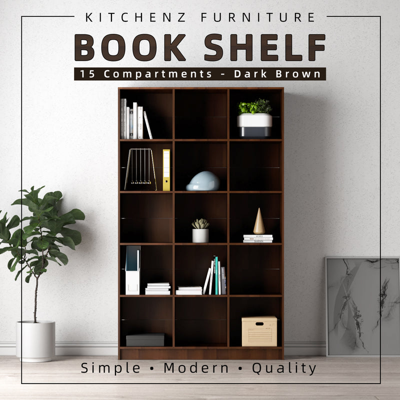 15 Compartments Book Shelves Premium Wooden Book Cabinet / Bookcase BookShelf-HMZ-FN-BS-1004