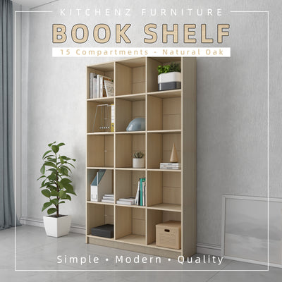 (EM) 15 Compartments Book Shelves Premium Wooden Book Cabinet / Bookcase BookShelf-HMZ-FN-BS-1004