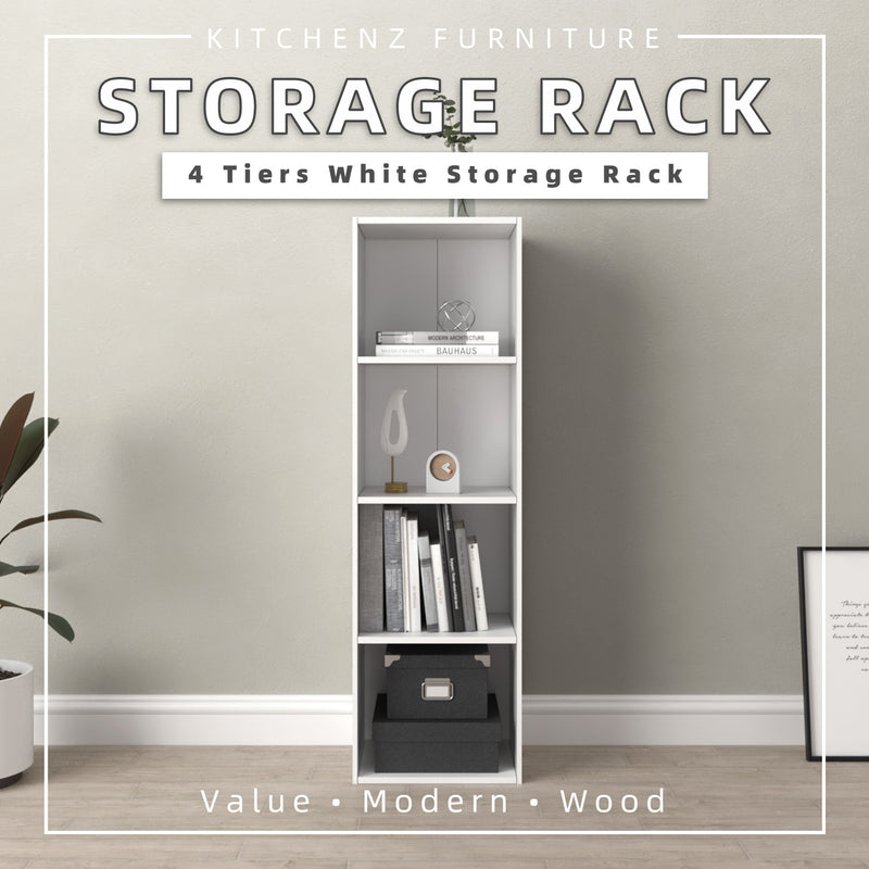 3/4/5 Tier Storage White Color Box Bookcase Cabinet / Multipurpose Cabinet/ Rak Buku Kayu - HMZ-FN-CB-1001/1010/1011/1021