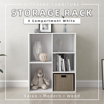 3/4/5 Tier Storage White Color Box Bookcase Cabinet / Multipurpose Cabinet/ Rak Buku Kayu - HMZ-FN-CB-1001/1011/1021