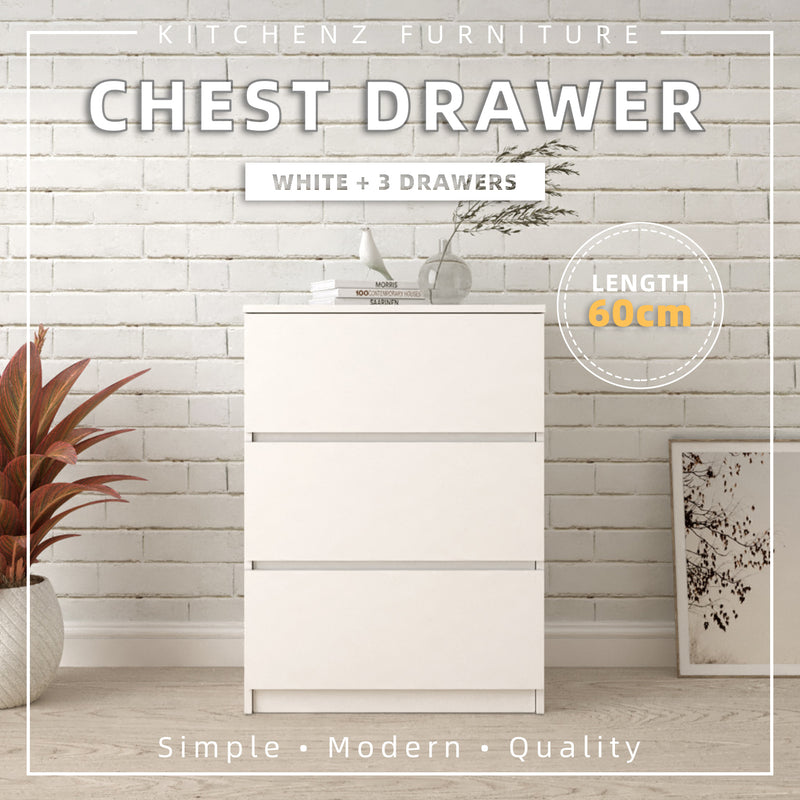 3FT Chest Drawer with 3 Layers Drawer Storage-HMZ-FN-CD-7010V2-WT