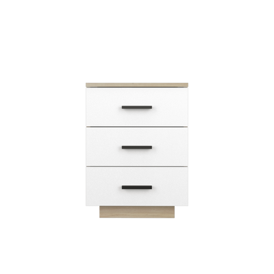 1.3FT 3 Layers Full Melamine Chest Drawer cabinet Natural Oak + White - HMZ-FN-CD-M7800-LH+WT