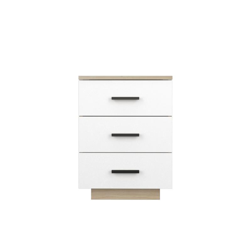 1.3FT 3 Layers Full Melamine Chest Drawer cabinet Natural Oak + White - HMZ-FN-CD-M7800-LH+WT