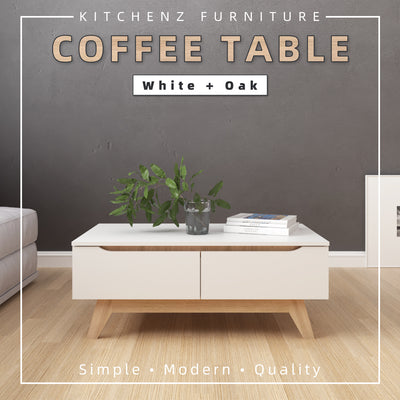 (EM) 3.5FT Simona Series Coffee Table with 2 Drawers - HMZ-FN-CT-1394-NO+WT-SBH