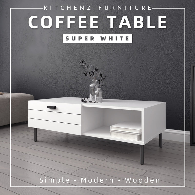 3.5FT Jasmine Series Coffee Table with Metal Leg-HMZ-FN-CT-J1100-WT