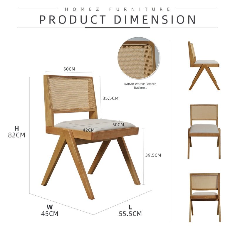 [2PCS] Solid Wood Dining Chair With Cushion and Modern Style Kerusi Makan