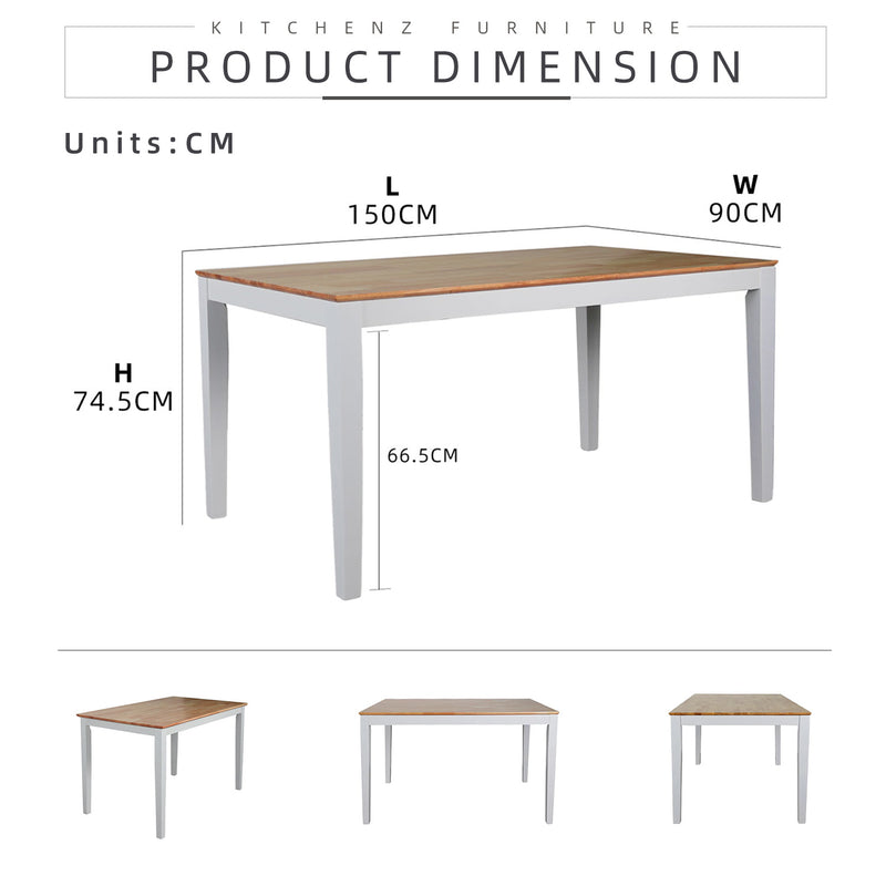 (FREE Shipping) 6 People Seater Dining Set with 1 Table Solid Wood 6 Chairs - Dining Set (1+6)