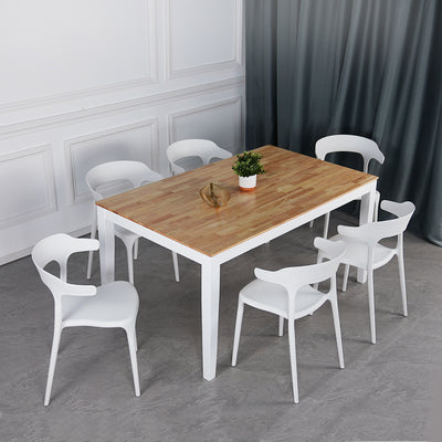 (EM) 6 People Seater Dining Set with 1 Table Solid Wood 6 Chairs - Dining Set (1+6)