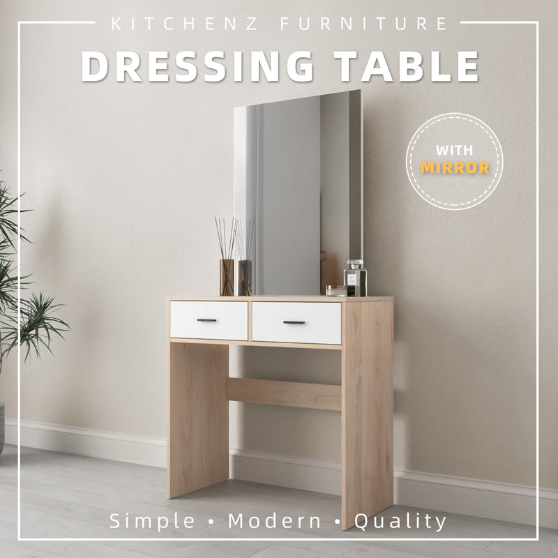 (EM) 2.6FT Alona Series Full Melamine Dressing Table Make Up Table with Mirror Bedroom Series - HMZ-FN-DT-M9809-LH+WT-SBH