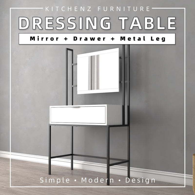 (EM) 3FT Neva Series Dressing Table with Mirror Makeup Table-HMZ-FN-DT-NB005-WT