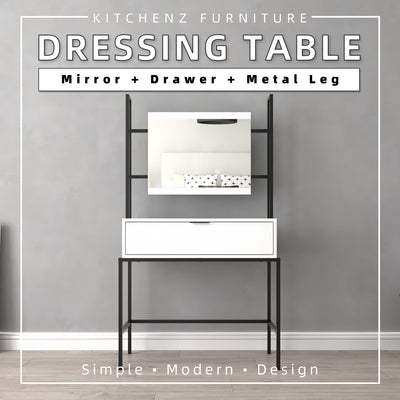 (EM) 3FT Neva Series Dressing Table with Mirror Makeup Table-HMZ-FN-DT-NB005-WT