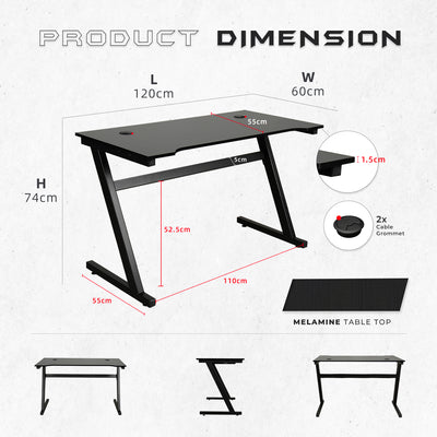 4FT Z Series Melamine Surface / Carbon Fiber Surface Table Top Metal Leg with E-Sports Gaming Table-HMZ-GT-LM-12060-ZLZ