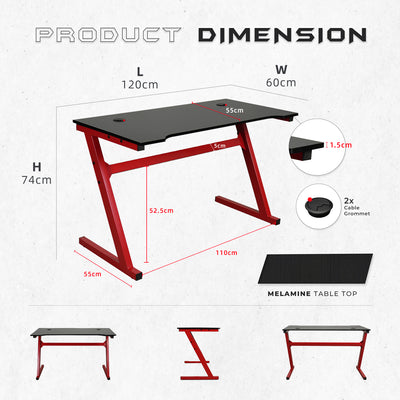 4FT Z Series Melamine Surface / Carbon Fiber Surface Table Top Metal Leg with E-Sports Gaming Table-HMZ-GT-LM-12060-ZLZ