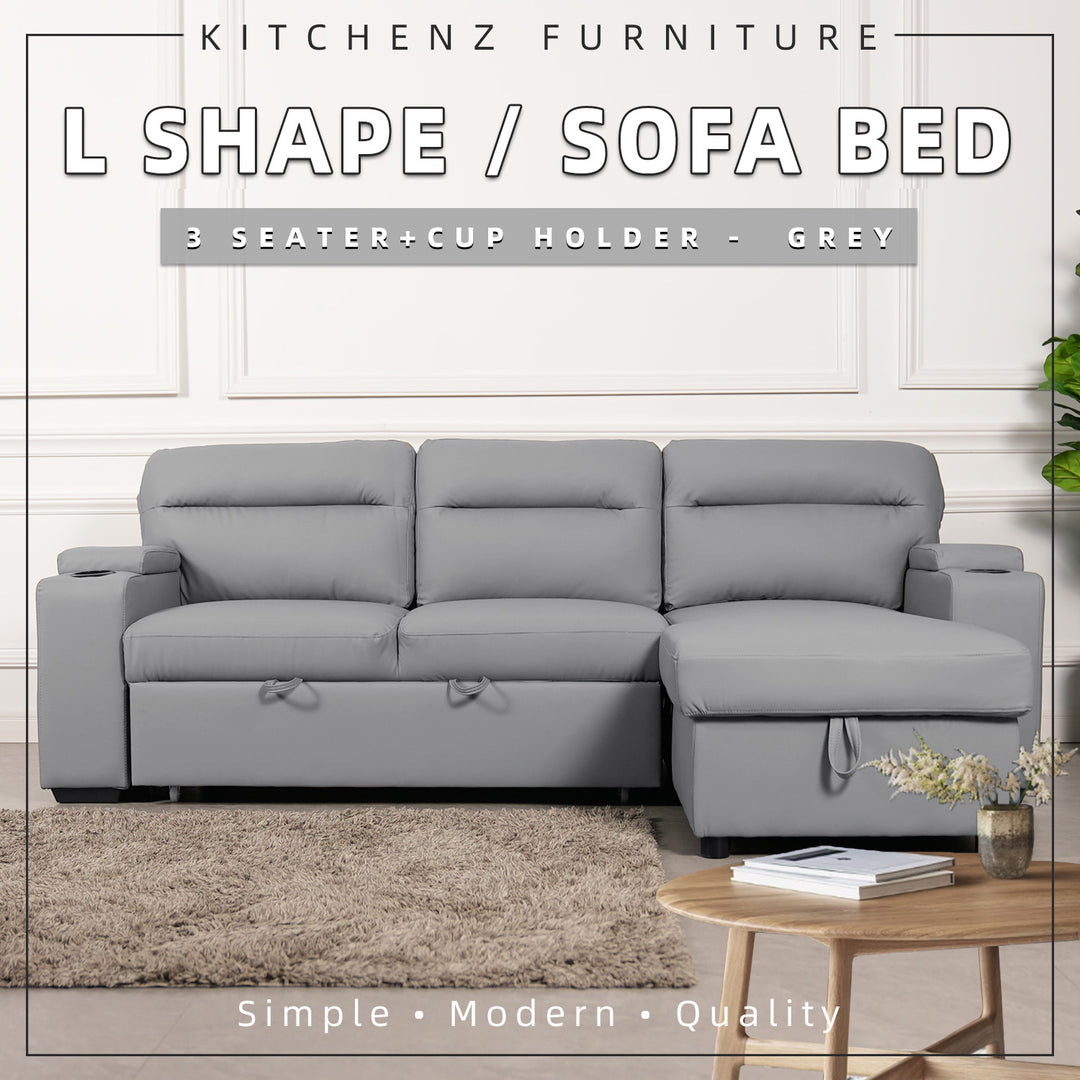 EM) Seater Leathaire Sofa Bed TPU Pet Friendly Sofa Bed