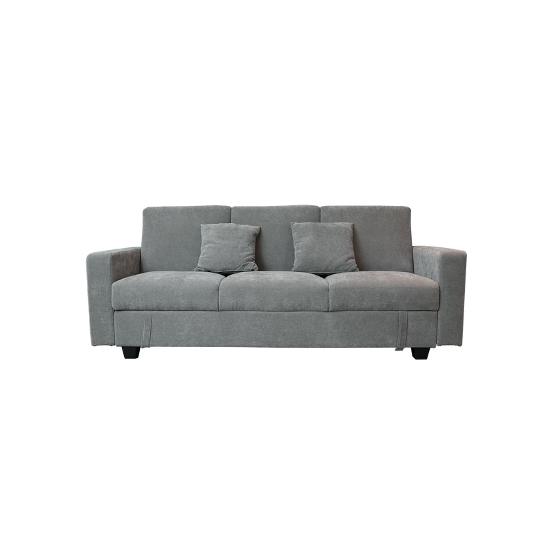 (EM) 3 Seater Sofa Bed Plus Extra Storage Box With Solid Foam and Pocket Spring + Rubber Wood Leg - ZLB052-BB-SBH