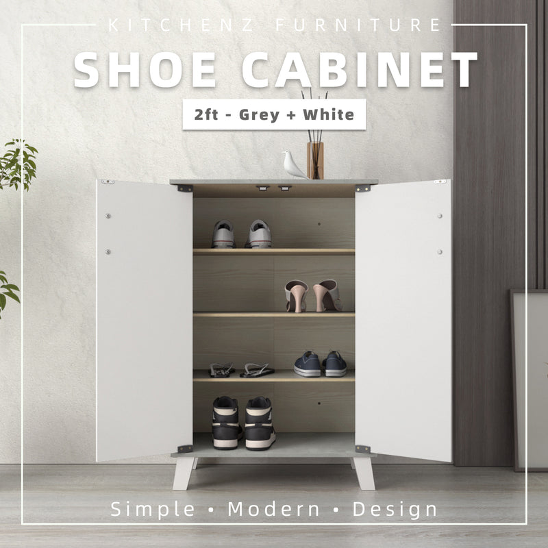 (EM) 2FT Shoe Cabinet Mordernist Design with 2 Door Storage Shoe Rack / Rak Kasut - HMZ-FN-SR-1476