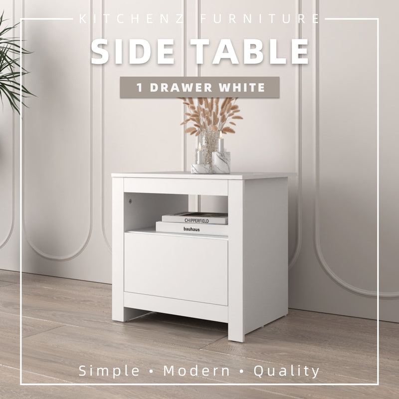 1.6FT Side Table with 1 Layer Drawer Storage - ST-1904-WT