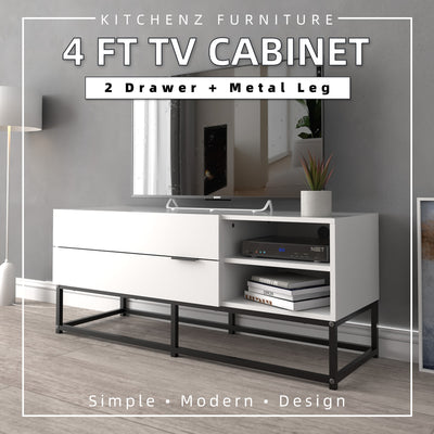 (EM) 4FT Neva Series TV Cabinet Modernist Design / TV Rack / TV Console-HMZ-FN-TC-N1200-WT