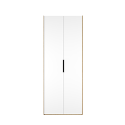 (EM) 200cm High 2 Door Wardrobe With Matte Black Handle and Hanging Rod / Almari Baju / Almari Pakaian-HMZ-FN-WD-6009