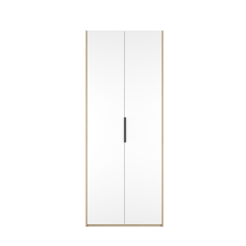 (EM) 200cm High 2 Door Wardrobe With Matte Black Handle and Hanging Rod / Almari Baju / Almari Pakaian-HMZ-FN-WD-6009